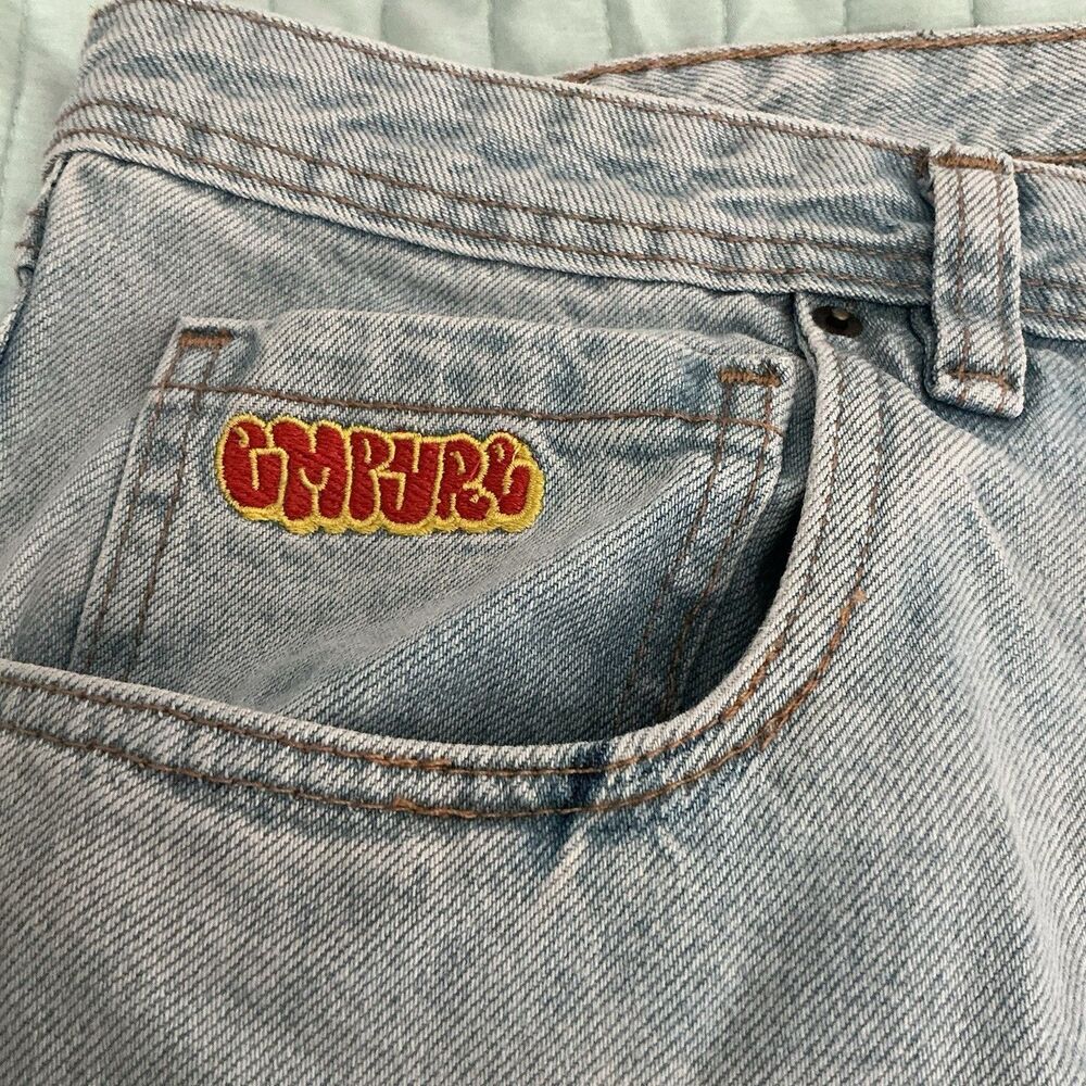 Gypsy Blast Baggy Denim Jeans Size 38 Light Wash Y2K Skater Wide Leg Distressed